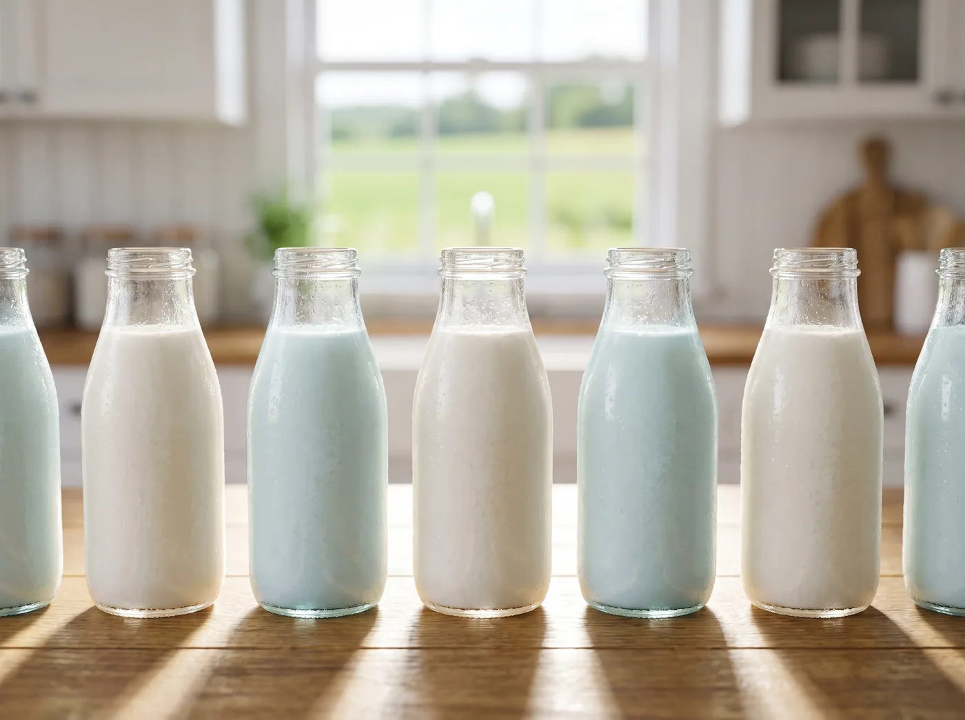 Bottiglie di latte fresco della cooperativa